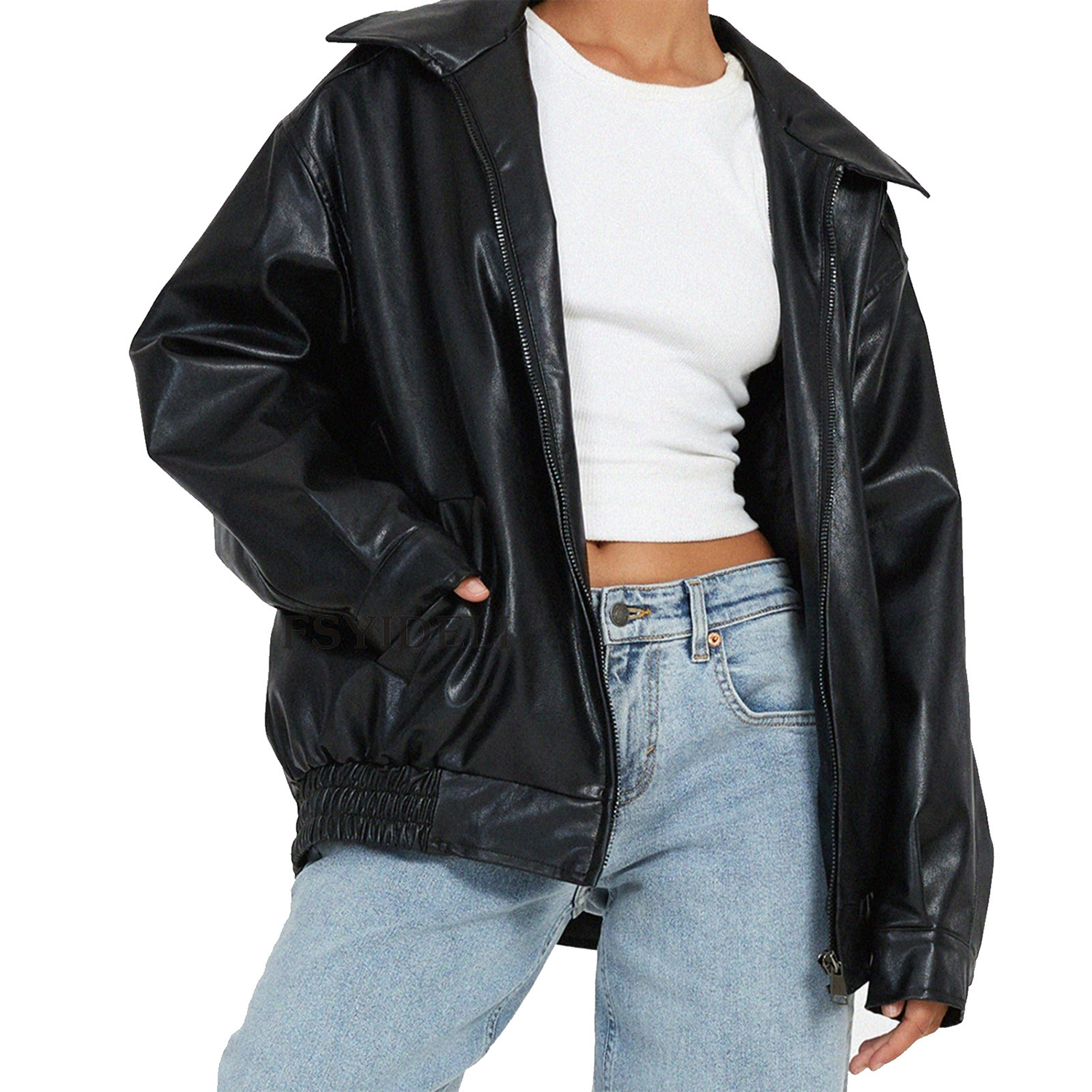 PU Leather Jackets Oversized Faux Motorcycle Plus Size 3