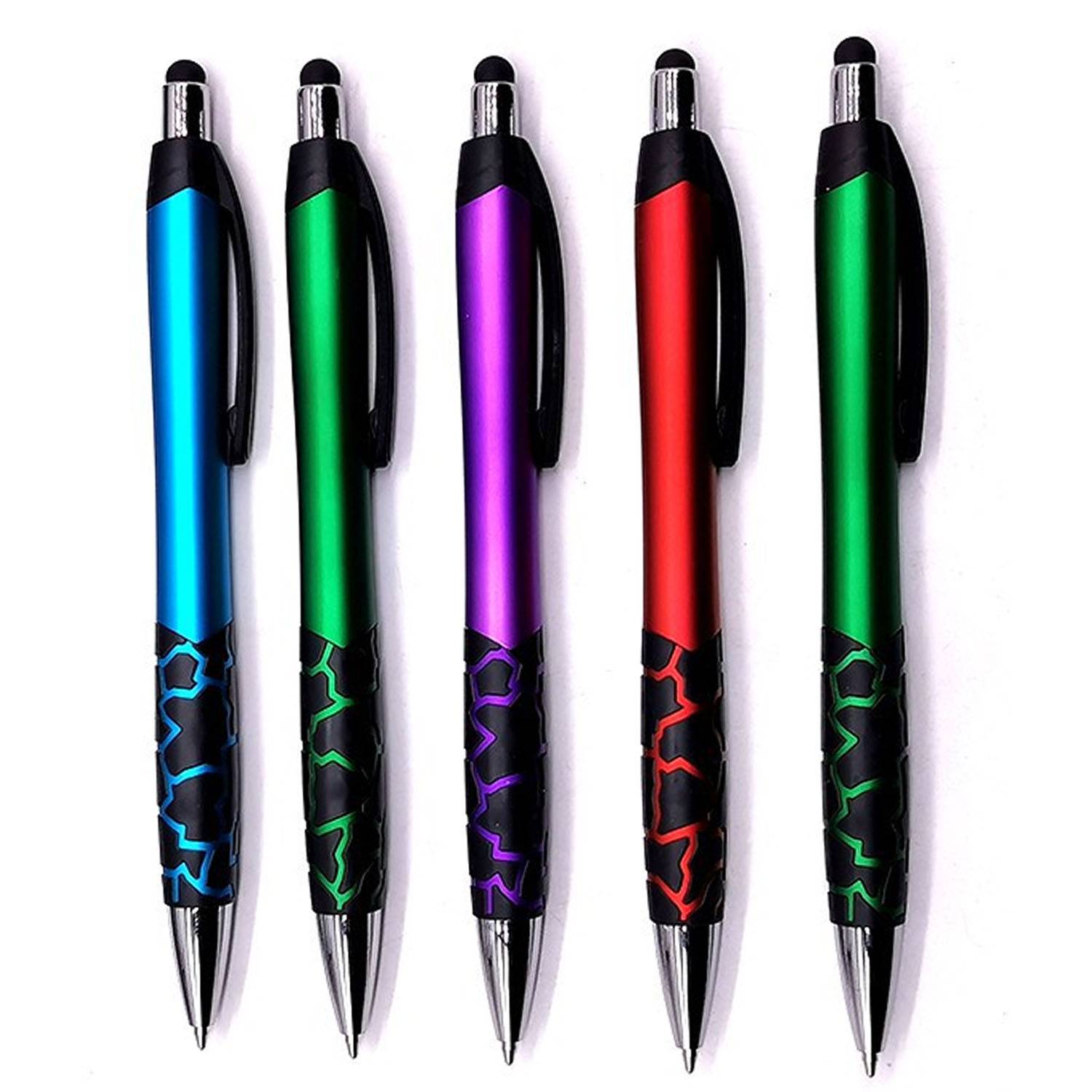 Plastic Retractable Ballpoint Pen w/ Stylus 5