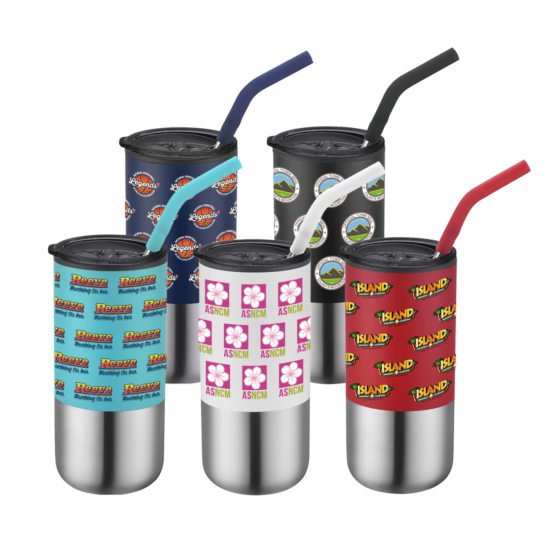 16 oz. Double Wall Color Body Tumbler Straw and Lid 12