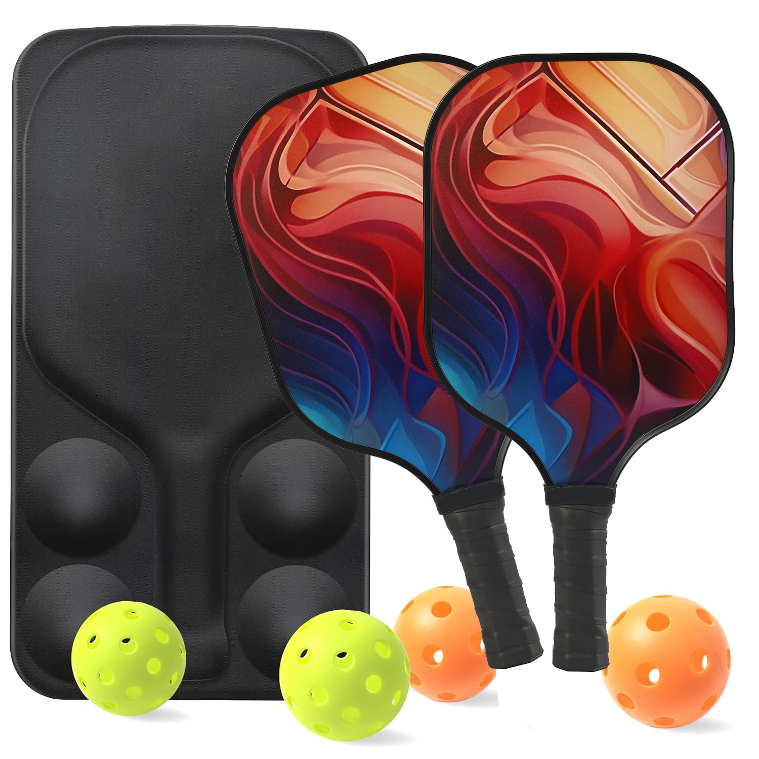 Carbon Fiber Pickleball Racket Paddle & Ball Set w/ EVA Bag 2