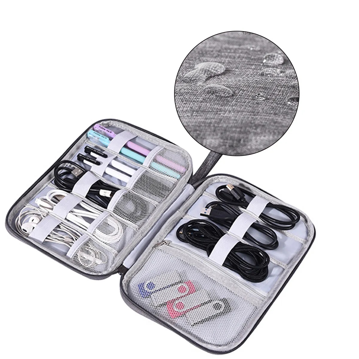 Water Resistant Travel Cable Organizer Electronics Pouch 4