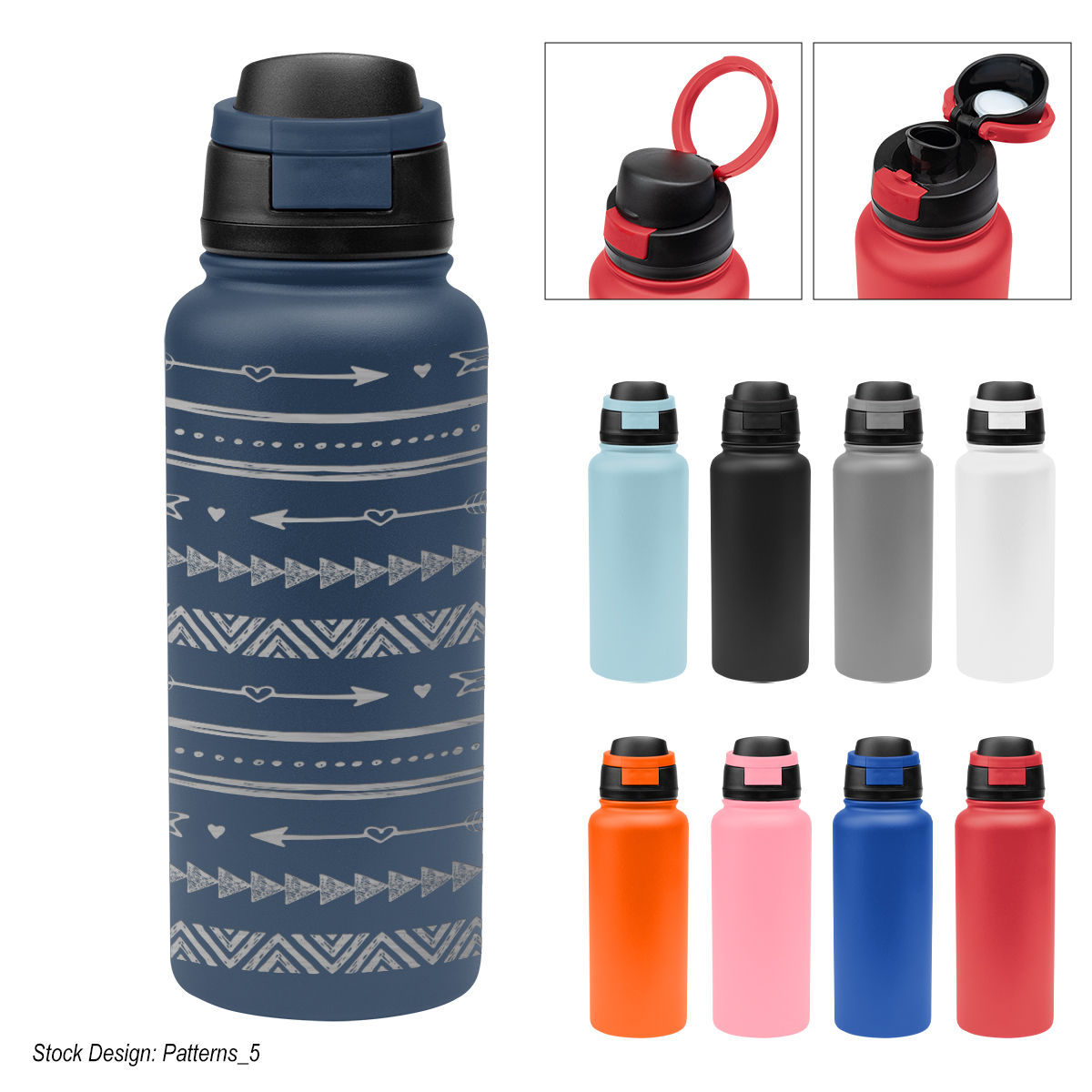 32 Oz. Full Laser Pop Sip Recycled Stainless Steel Bottle, custom water bottle with logo imprint 12