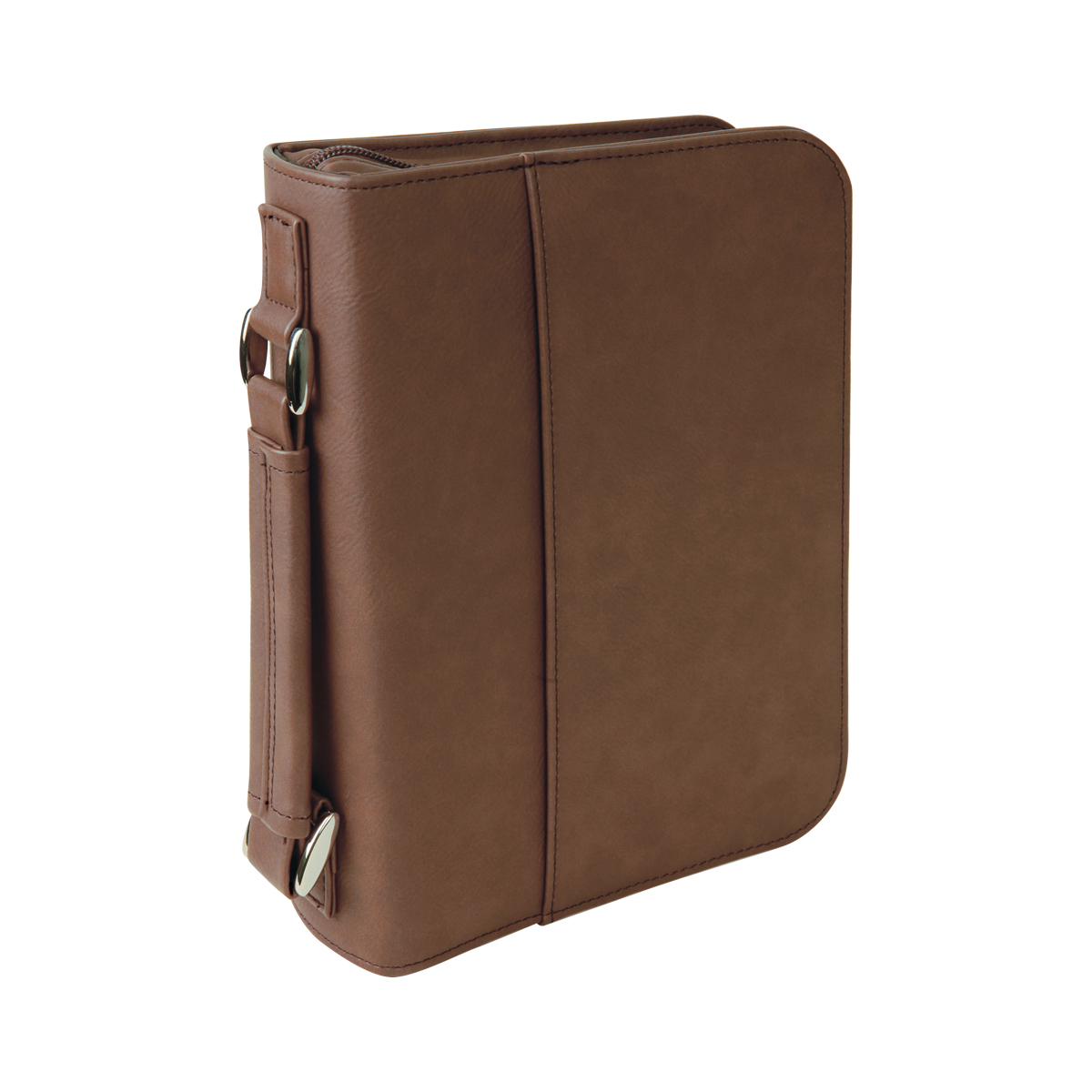 6" x 9" Dark Brown Leatherette Book/Bible Cover with Handle & Zipper 2