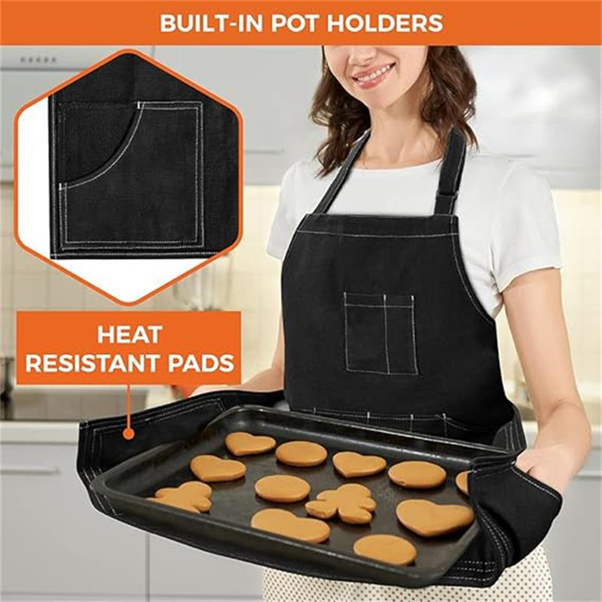 Canvas Utility Apron with Multi Pockets for BBQ & Kitchen 4