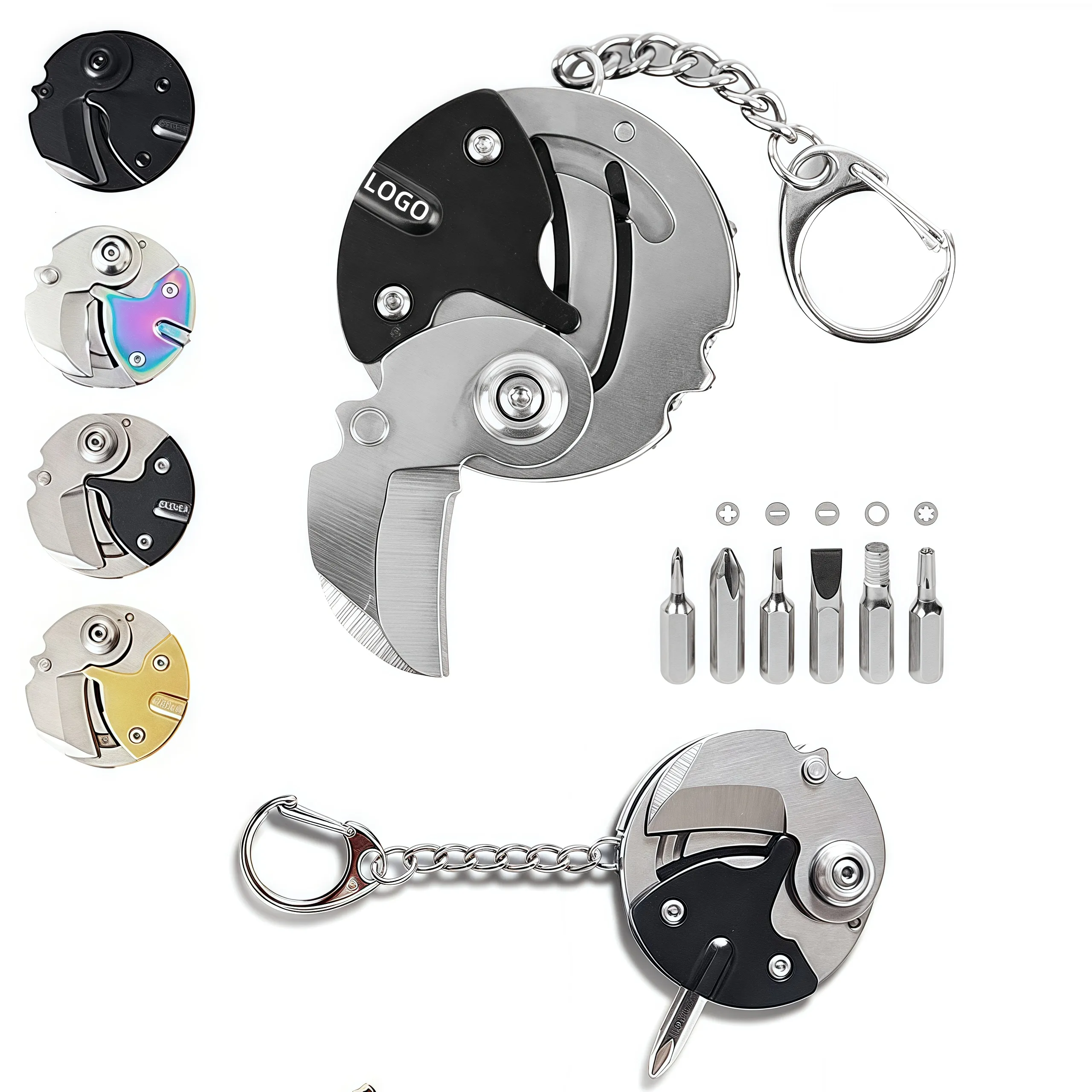 MOQ Folding Keychain Pocket Knife with Screwdriver Set 4