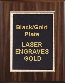 6" x 8" Classic Walnut Finish Plaque with a Black Florentine Plate 2