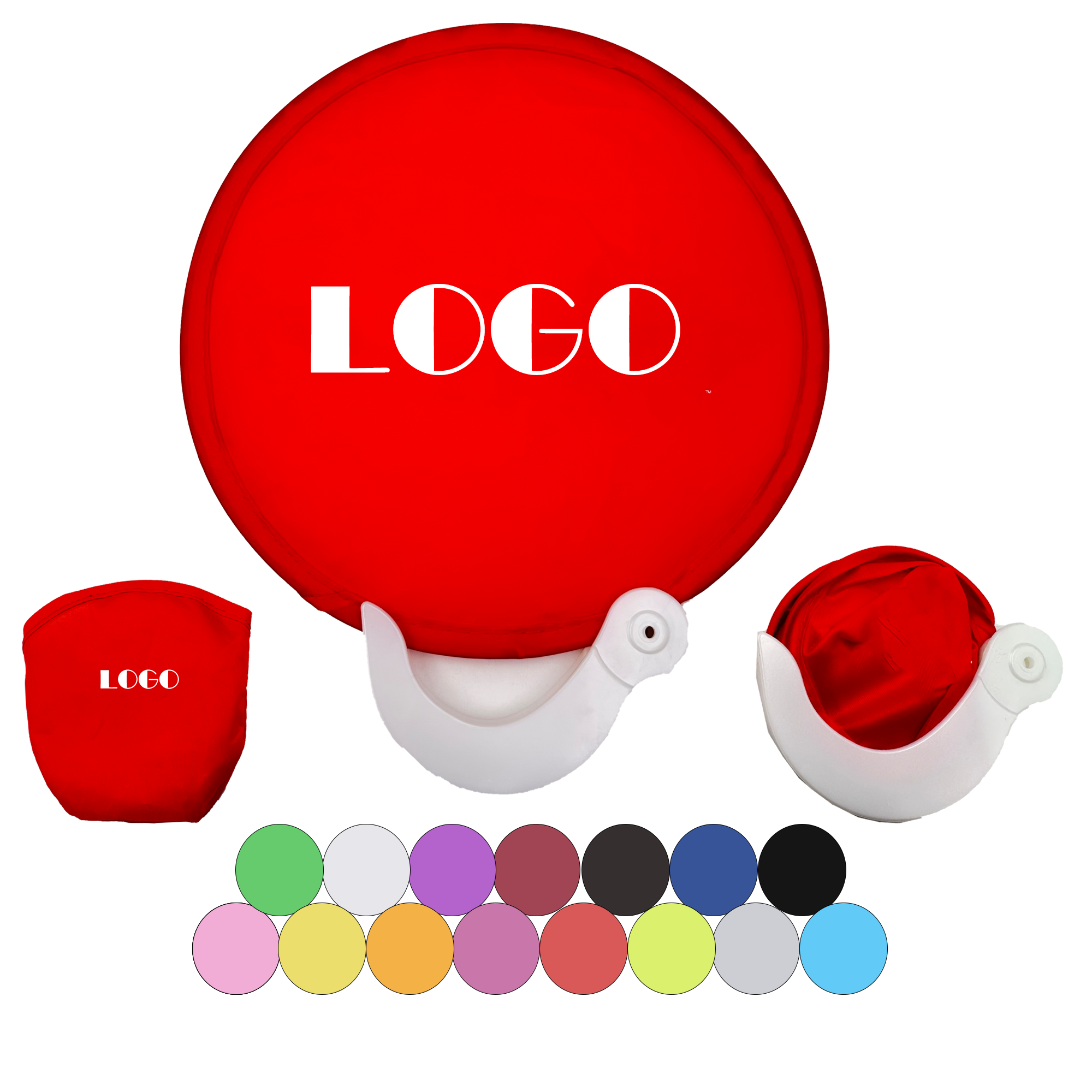 Nylon Folding Fan With Rope with pouch 1