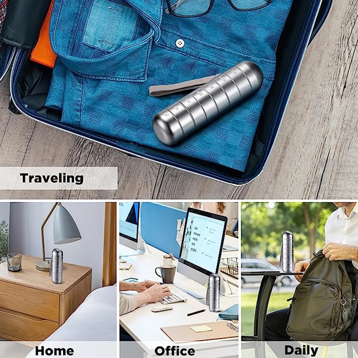 Portable Small Travel Waterproof Metal Weekly Pill Organizer 6