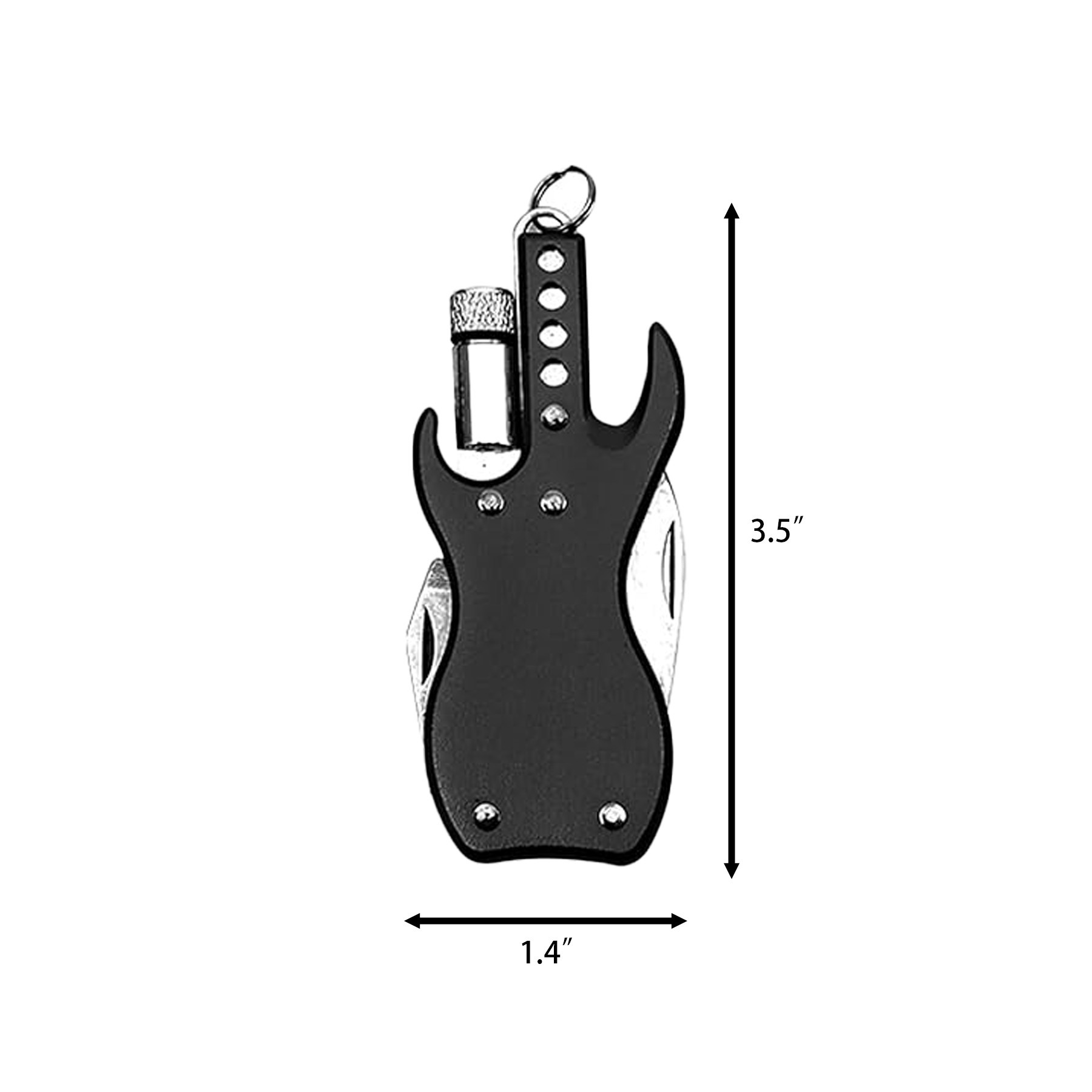 Multifunctional Guitar Shape Key Opener Folding Knife With LED 4