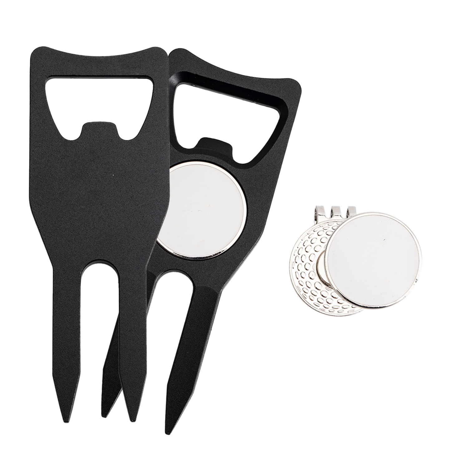 TiTUS® Golf Tool Set - Aluminium Divot Tool, Ball Marker & Cap Clip 1