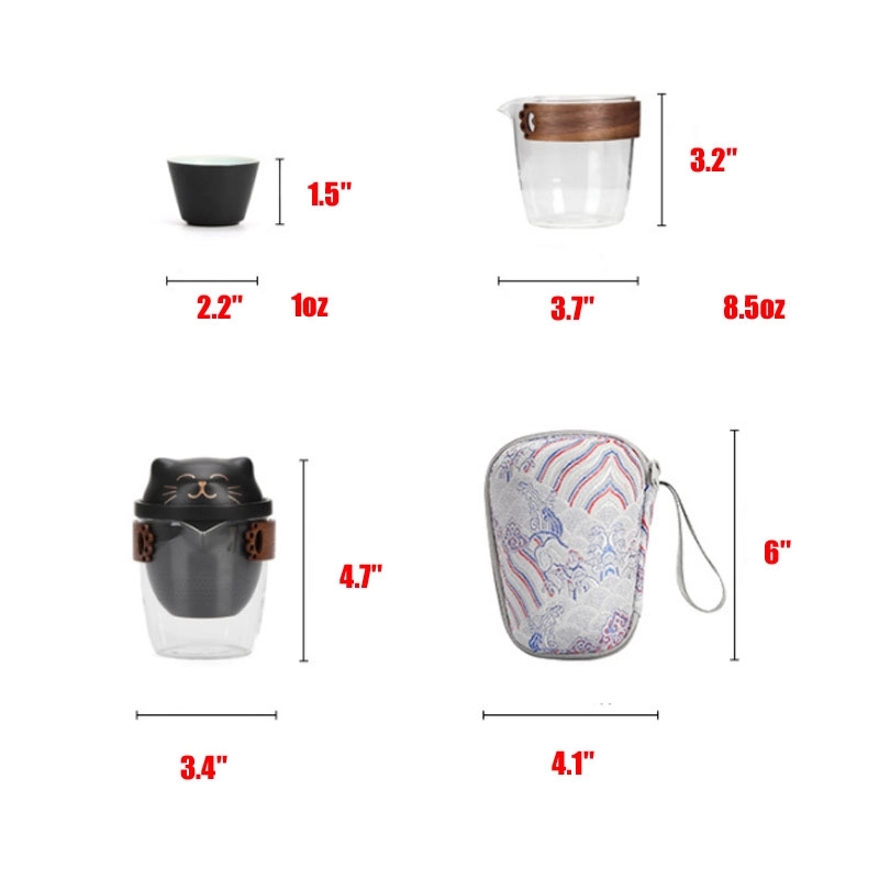 Custom Teapot With Infuser and Three GongfuTea Cups 1