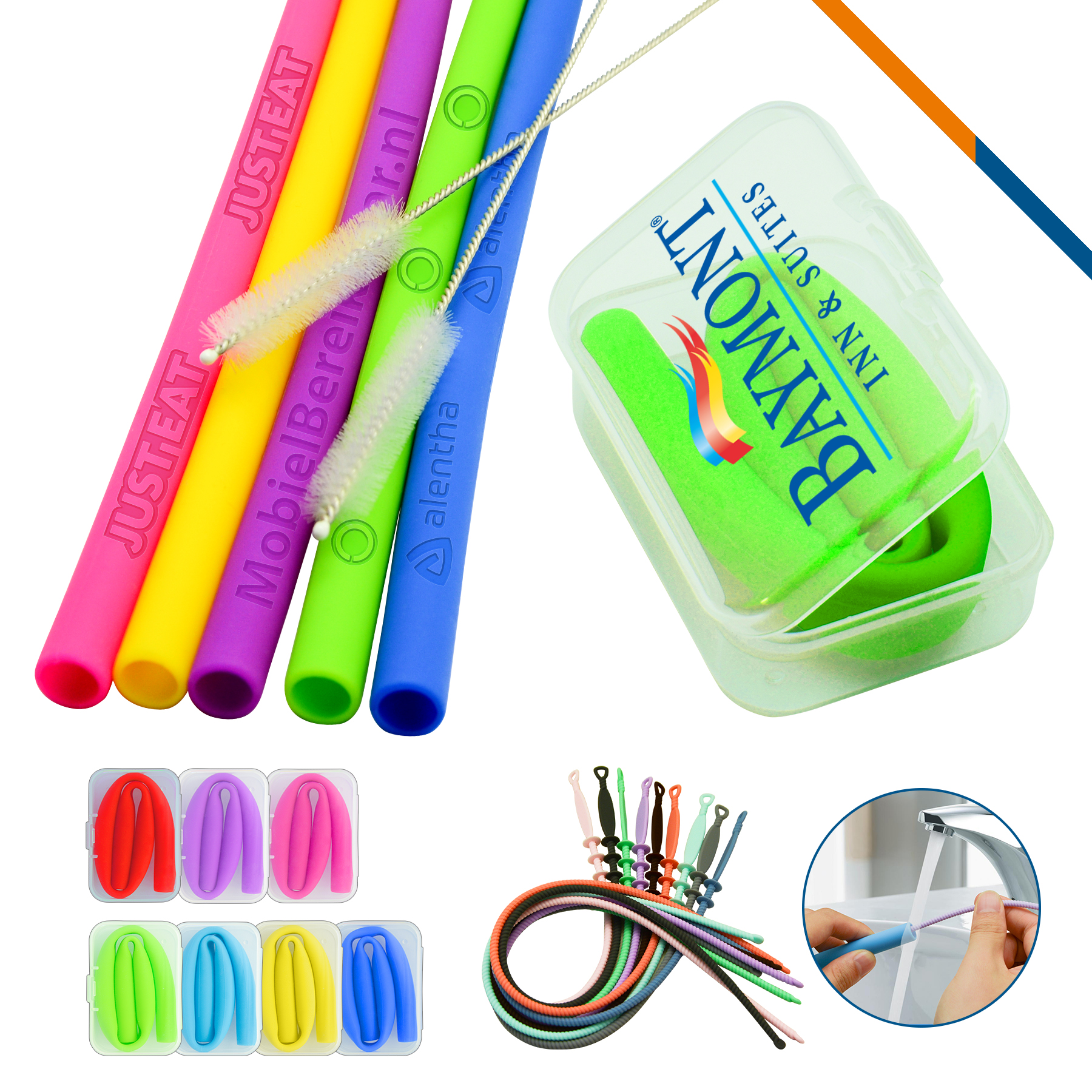 Rainbow Silicone Straw, custom straw with logo imprint 27