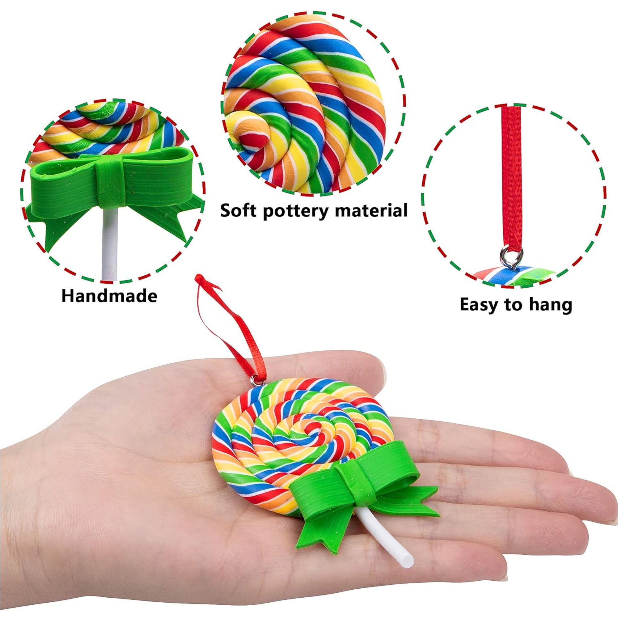 Festive Rainbow Lollipop Christmas Tree Hanging Decorations 2