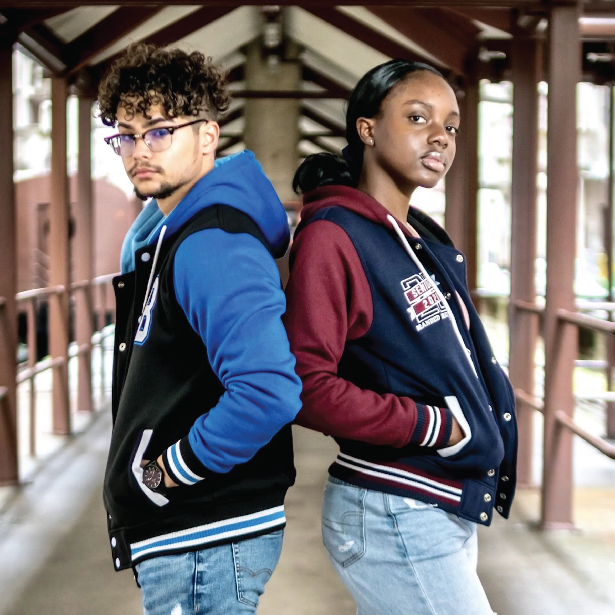 Hooded  Fleece Varsity Jacket With Custom Printed Lining 6