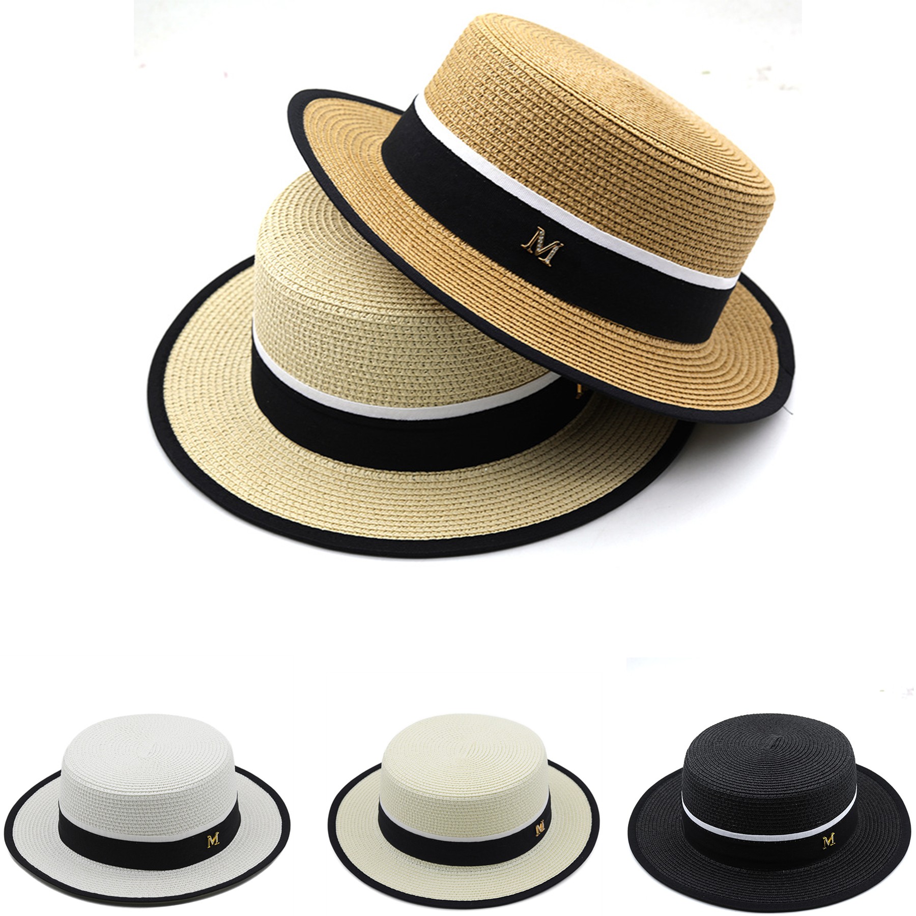 Flat Crown Fashion Straw Hat 2