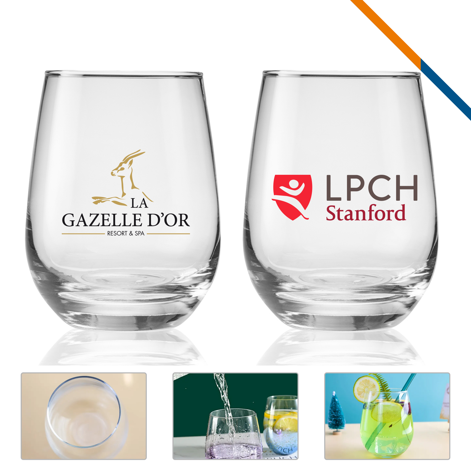Libbey Rupert Stemless Wine Glasses - 15.25 OZ. 2