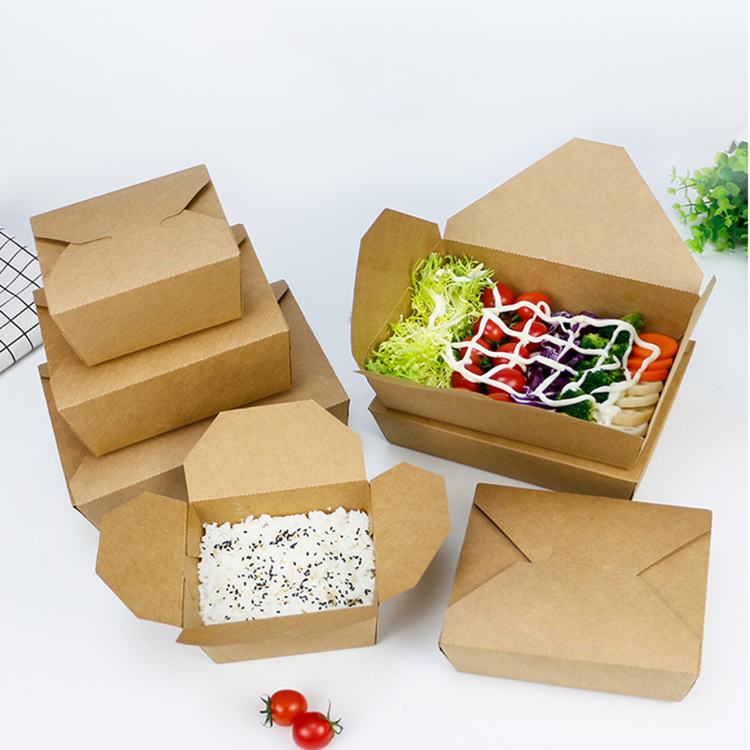 Paper Takeout Box Disposable Food Container w/ Lid 6