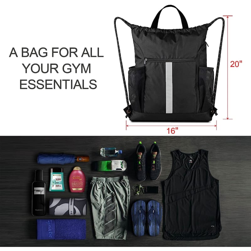 Drawstring Sports Backpack Bags With Bottle Holders 11