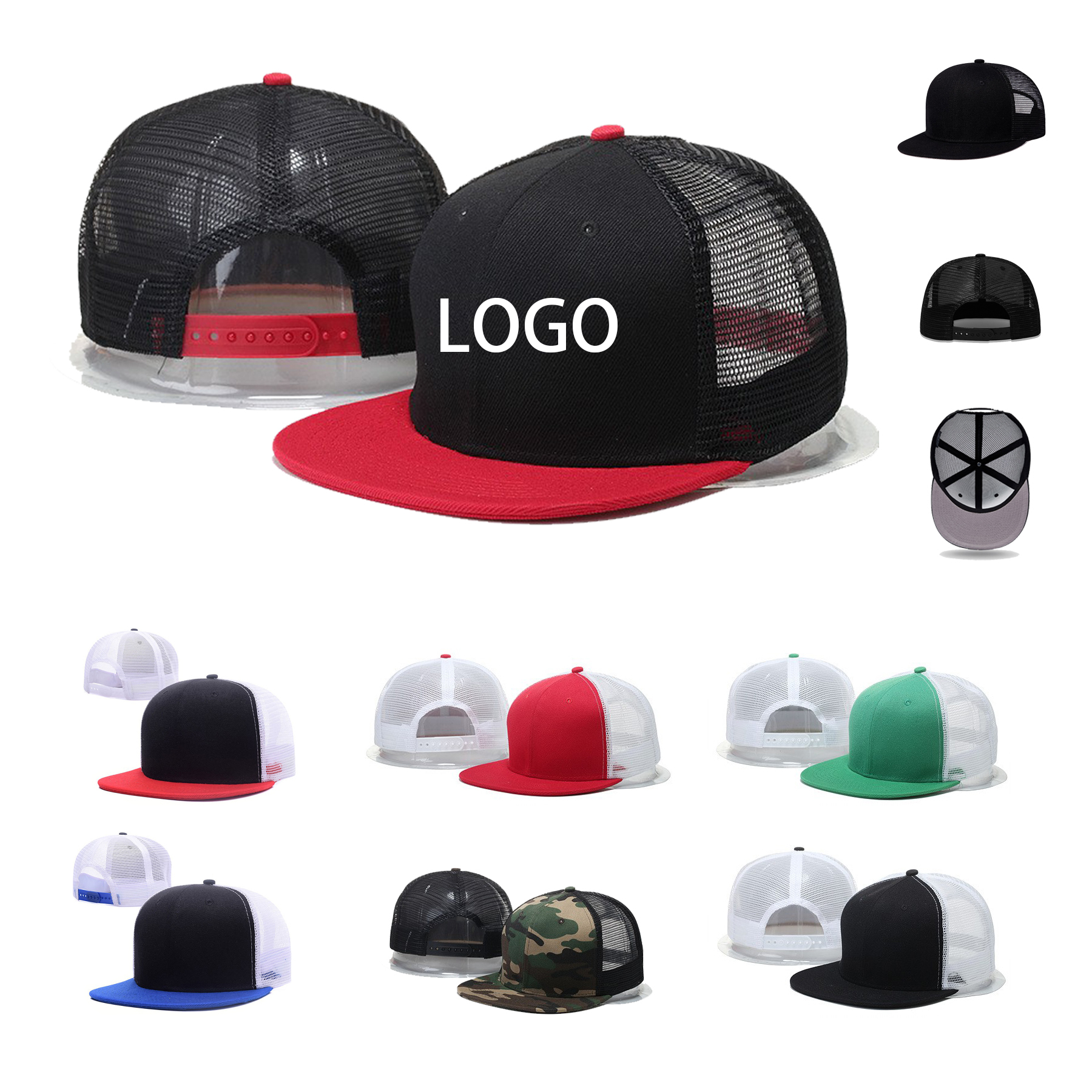 Hip Hop Style Flat Bill Mesh Caps 1