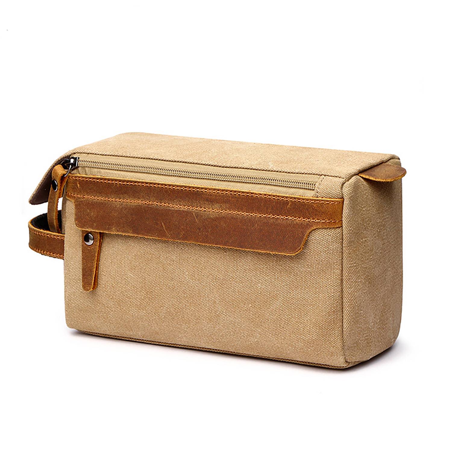 Crazy Horse Leather Canvas Travel Cosmetic Bag 6