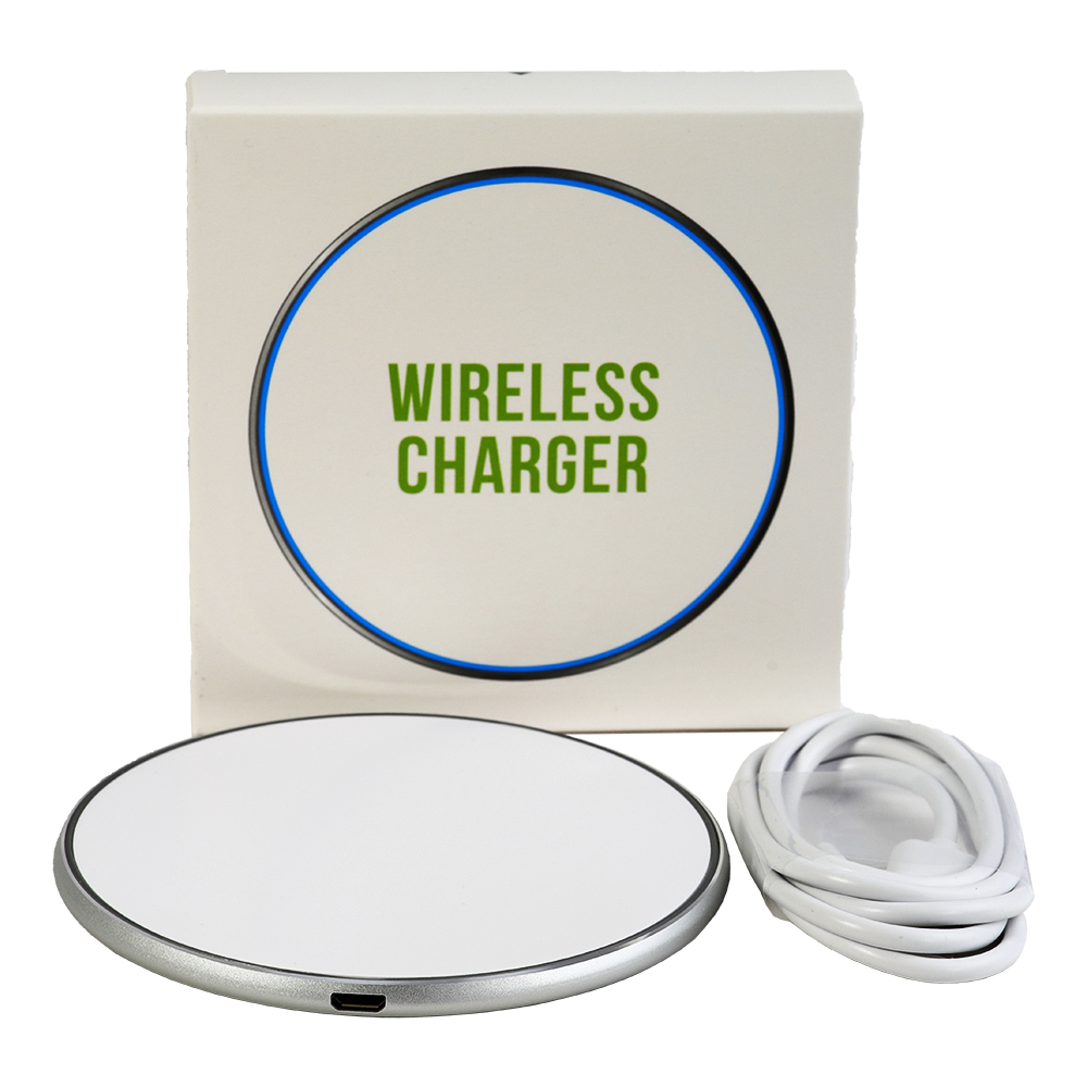 QI Wireless Aluminum Charger with Ambient Green and Blue Light 10W 3