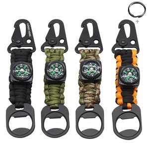 Versatile Survivor Rope Key Chain With Compass And Bottle Holder 2