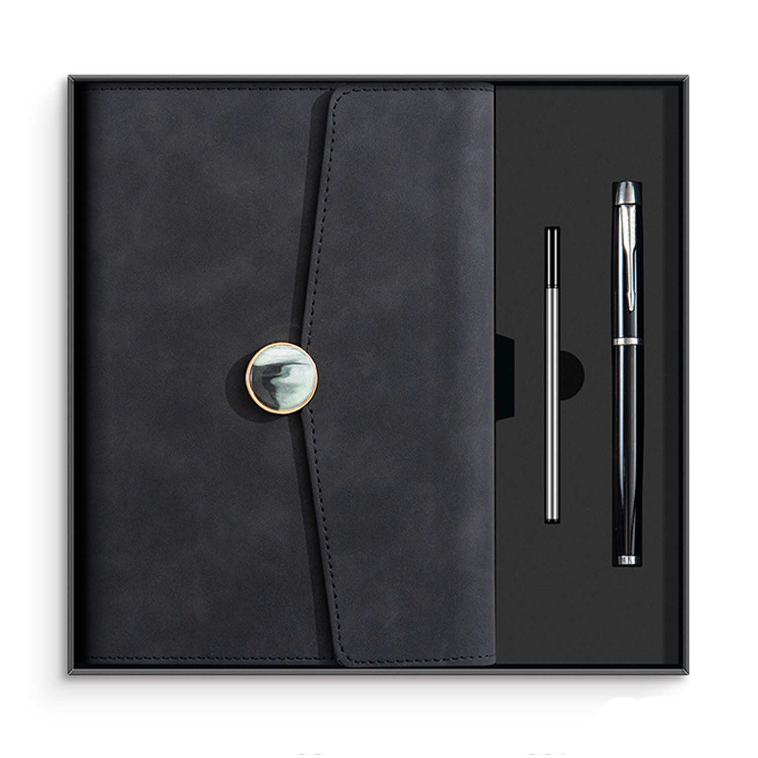 A5 PU Leather Cover Notebook w/ Metal Pen Set 10