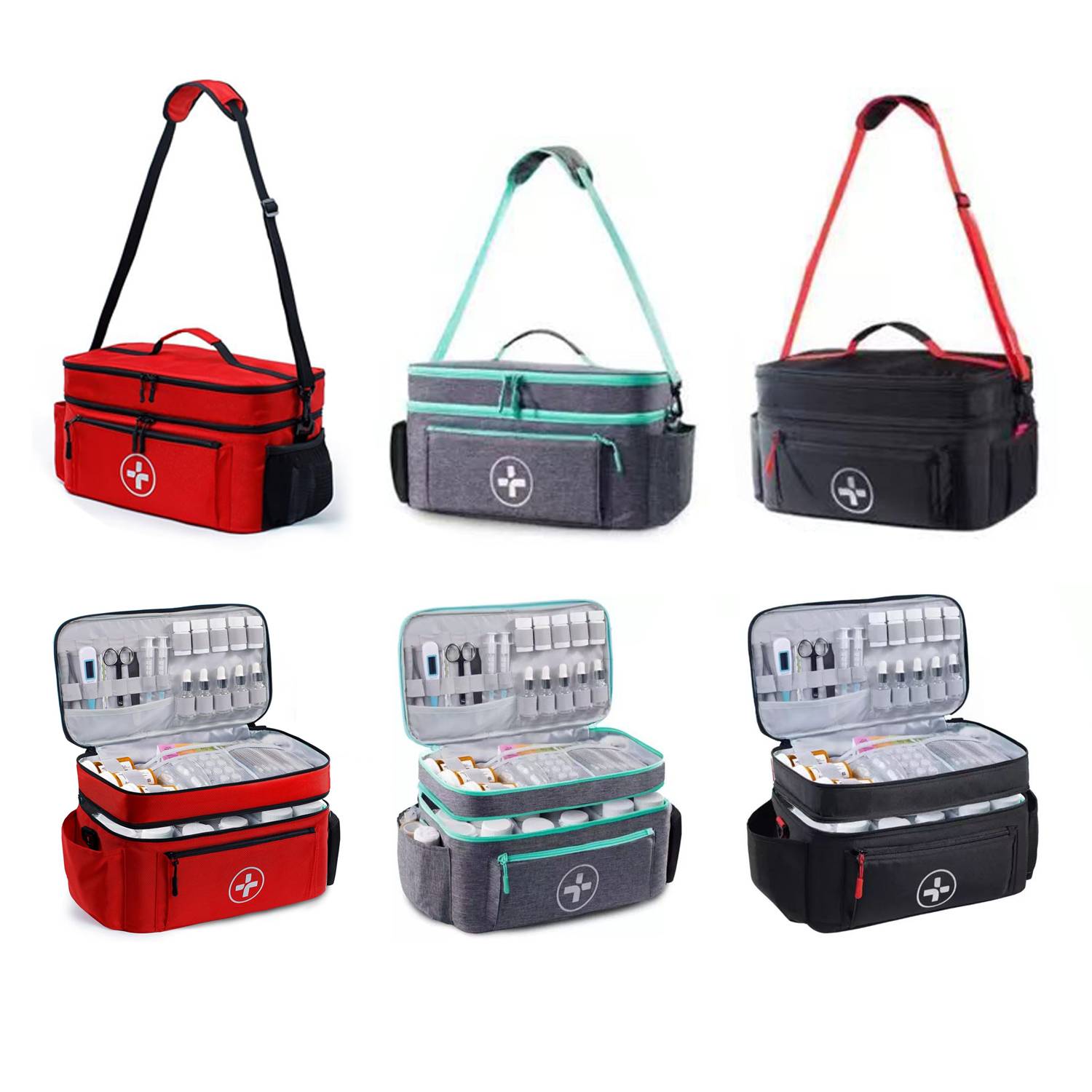 Multi-pocket medical travel bag, first aid kit. 5