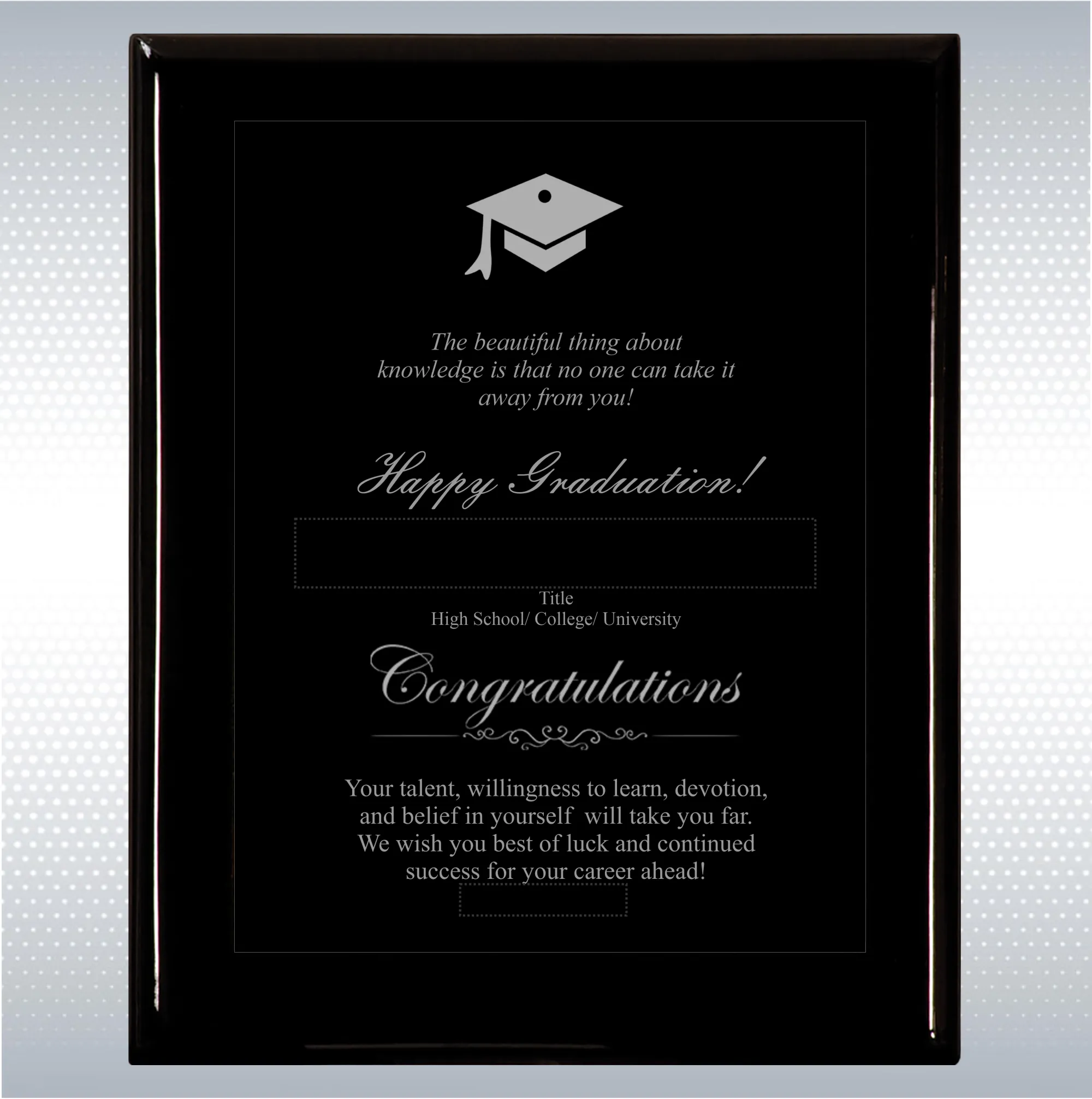 Black Piano Finish Wood Plaque Graduation Gift 9