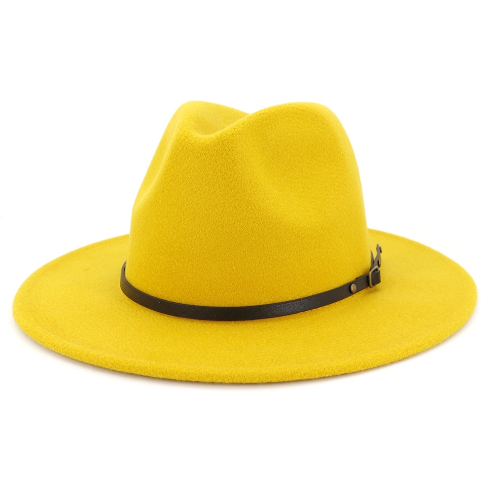 Womens Classic Wide Brim Wool Fedora Hat 11