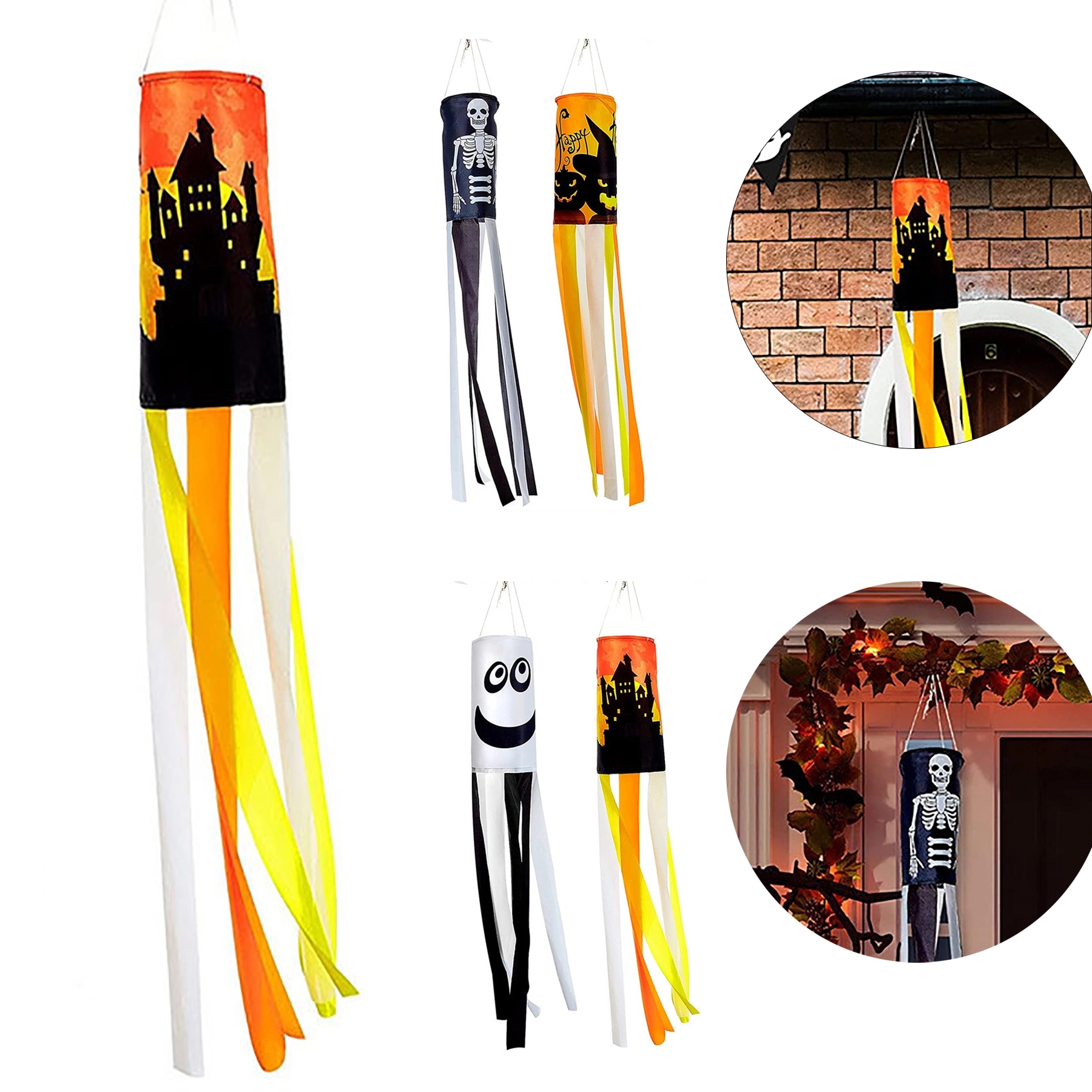 40 Inch Halloween Pumpkin Ghost Windsock Flag Decoration 2