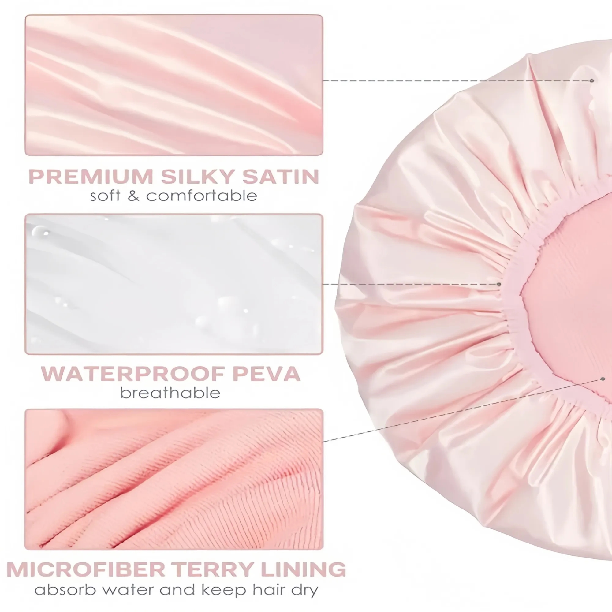 Women's Three-Layer Waterproof Shower Cap 5