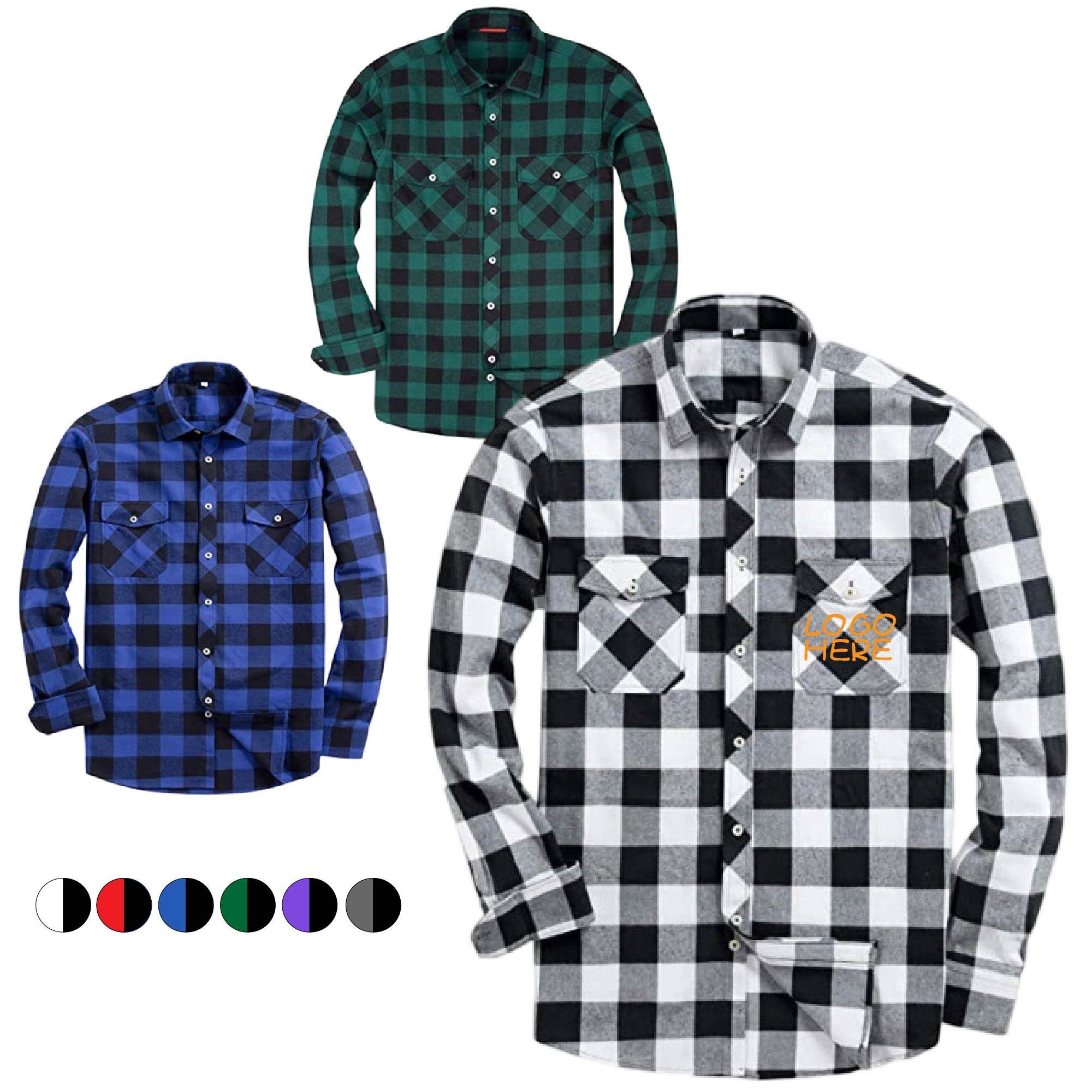 Casual Loose Fit Button Down Flannel Plaid Shirts 1