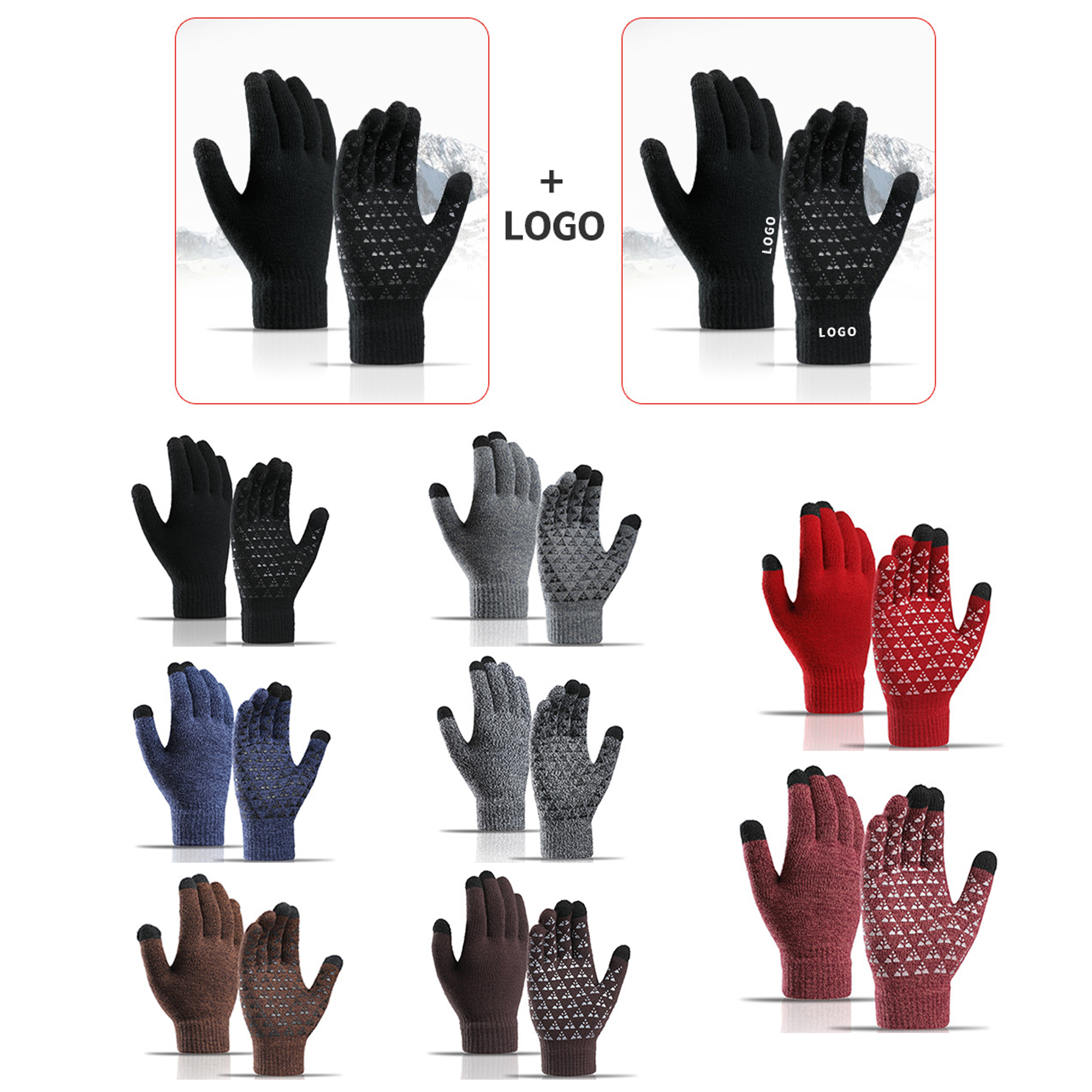 Custom Non-slip Warm Knitted Glove 4