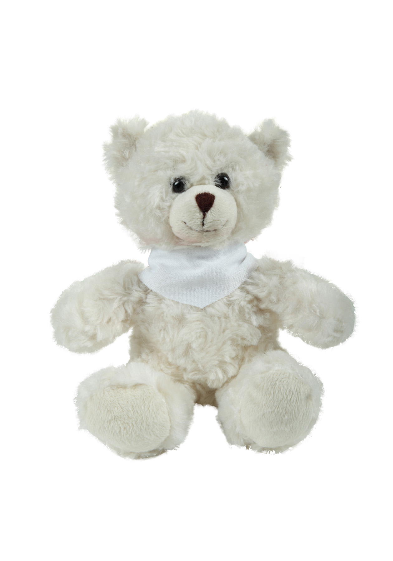 soft plush Cream Curly Sitting Bear with bandana 4