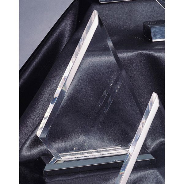 7-1/2" Triangle Crystal Clear Acrylic Award w/ Black Base 2