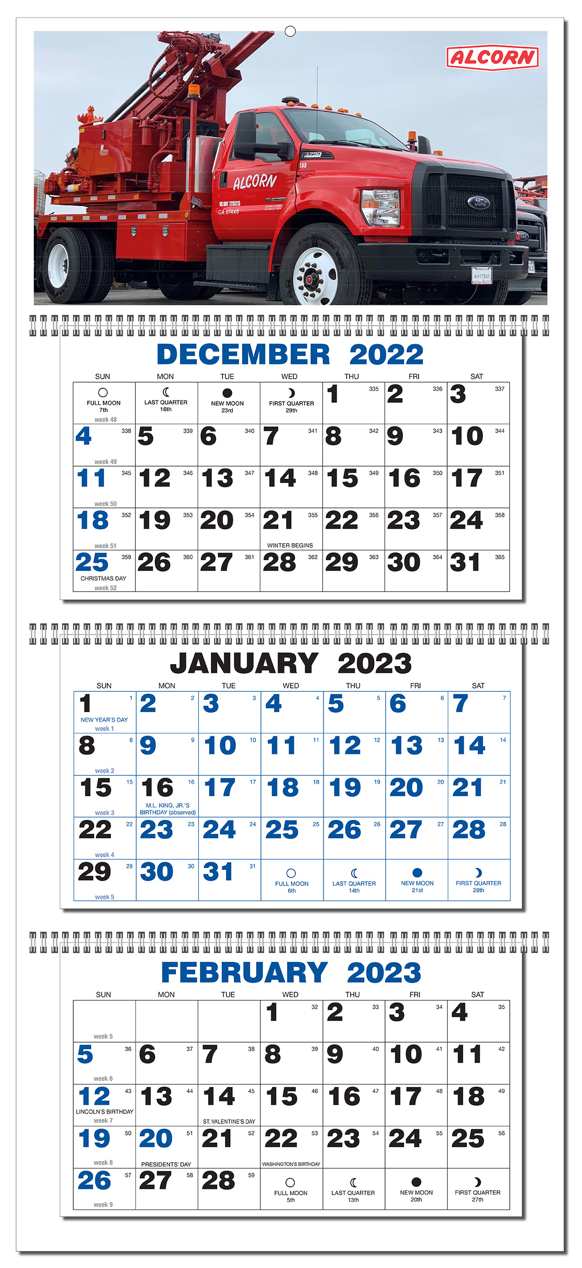 3 Month View Wall Calendar