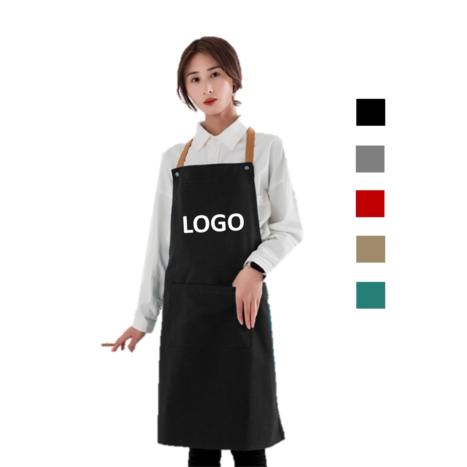 Oil Proof Canvas Aprons With Pocket 3