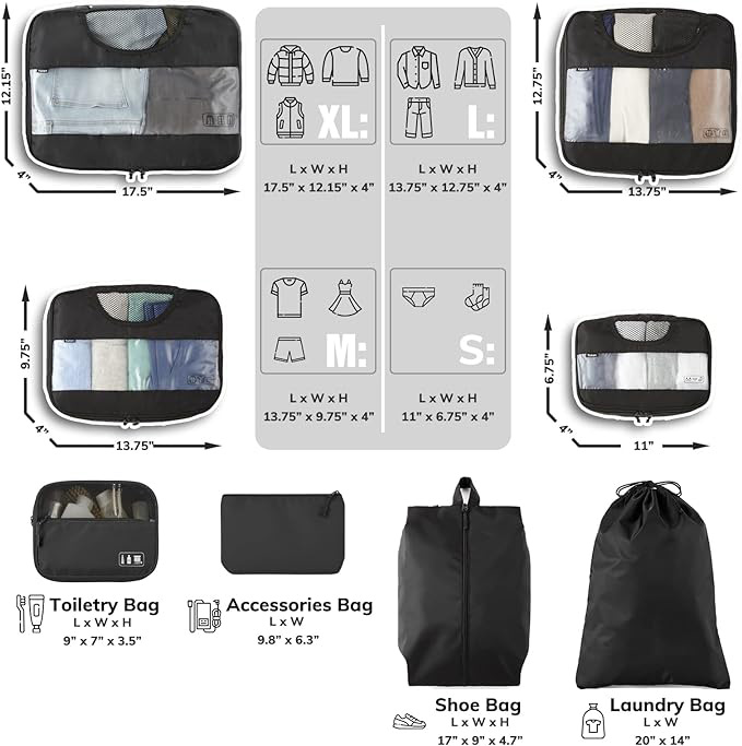 8 Set Packing Cubes for Suitcases 2