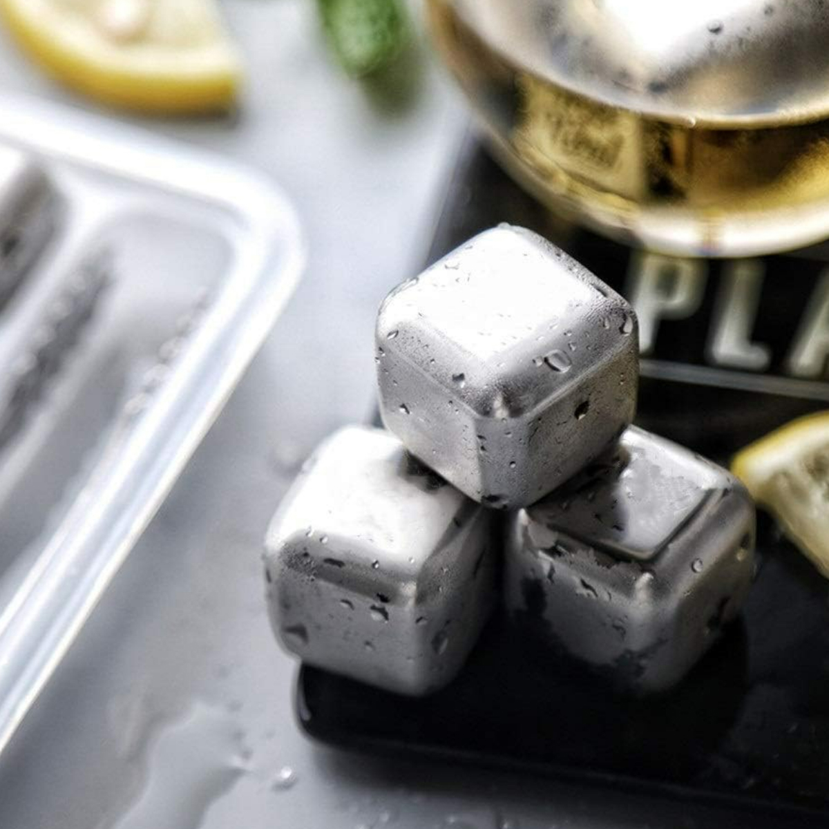 Reusable Stainless Steel Whiskey Stones Set of 4 3