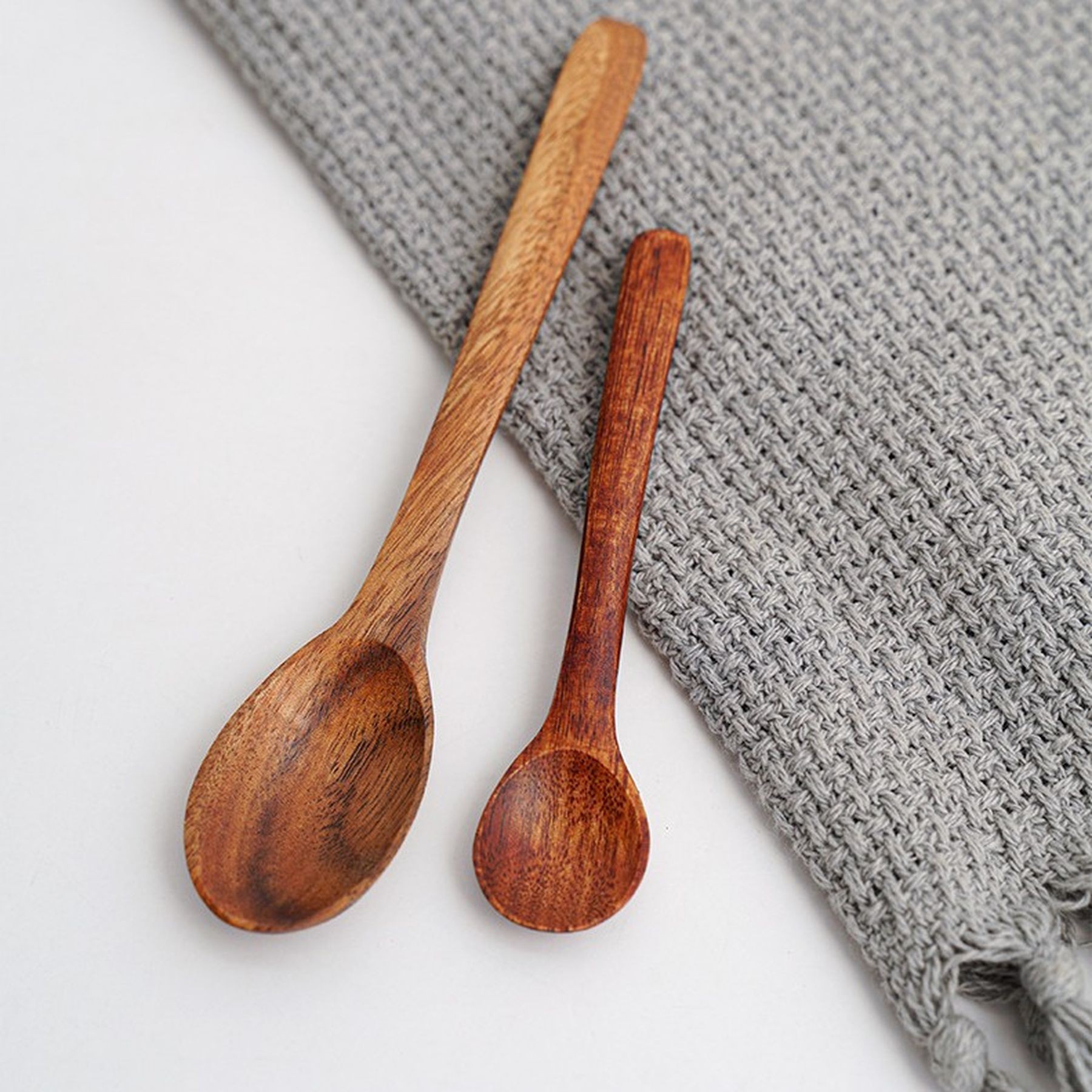 Long Handle Wood Soup Spoons For Eating Mixing Stirring 11