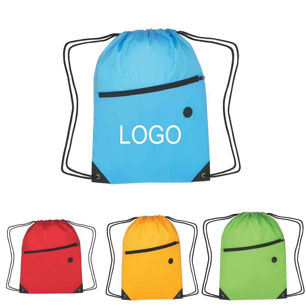 Sports Drawstring Pack With Front Zipper 2