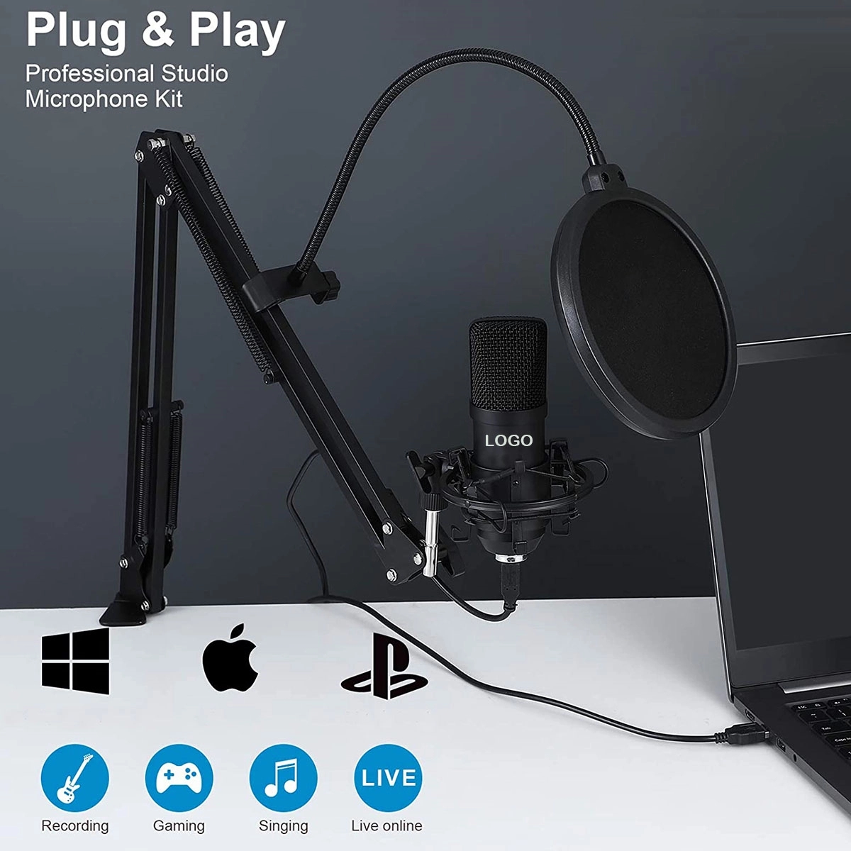 USB Microphone Condenser Recording Mic Kit 2