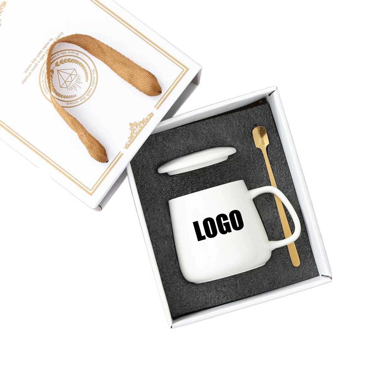 Custom 13 OZ Coffee Mug Gifts with lid and spoon 5