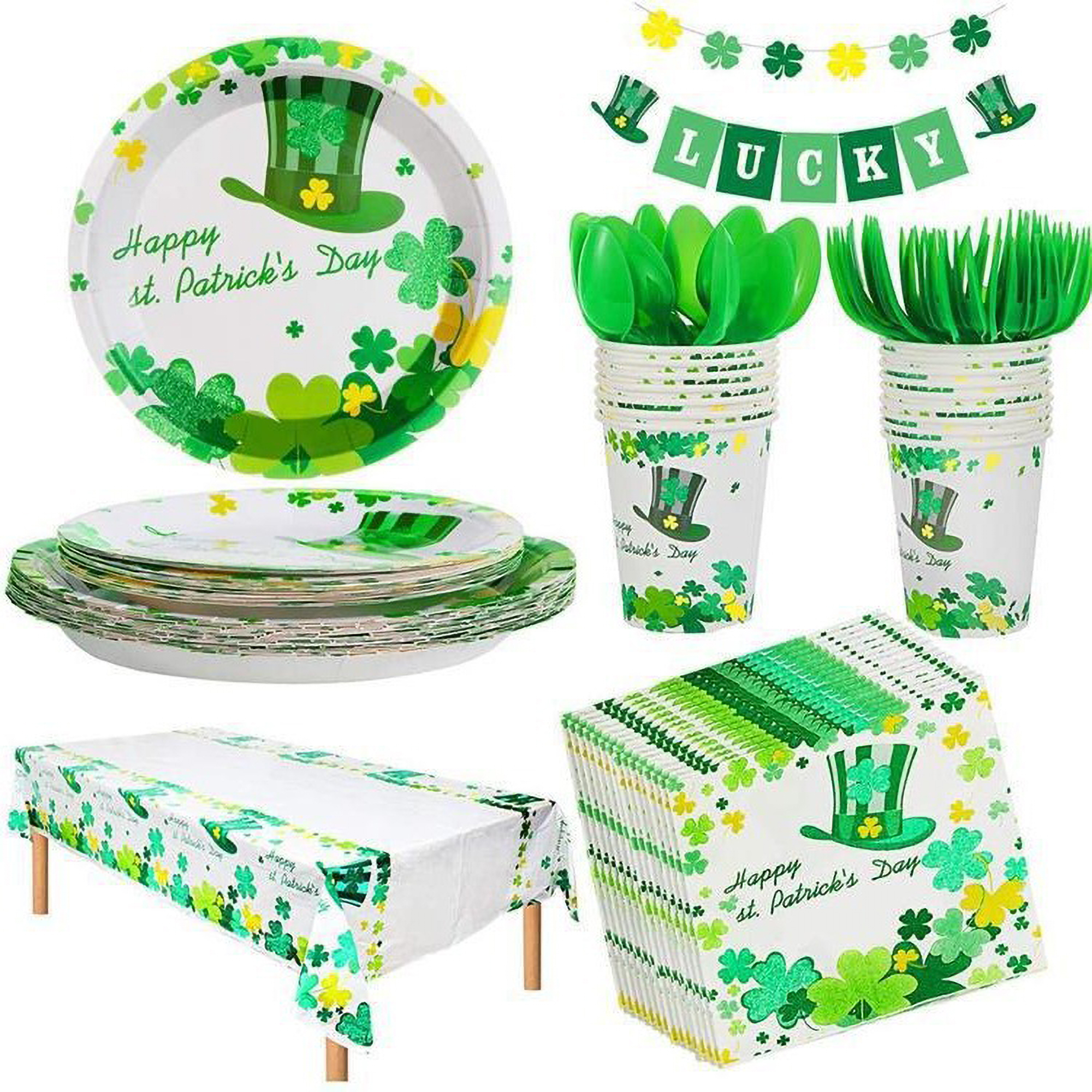 Irish-Themed St Patricks Day Decorations Plates Napkins Set 8