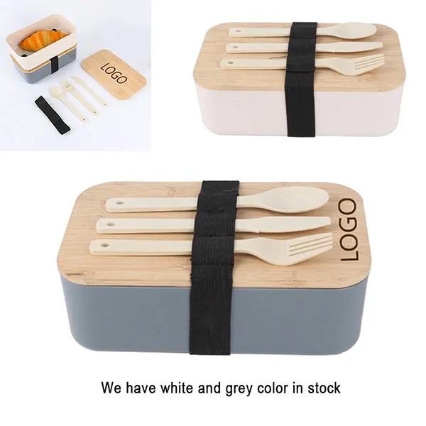 Bento Wheat Straw Lunch Set With Bamboo Lid 2