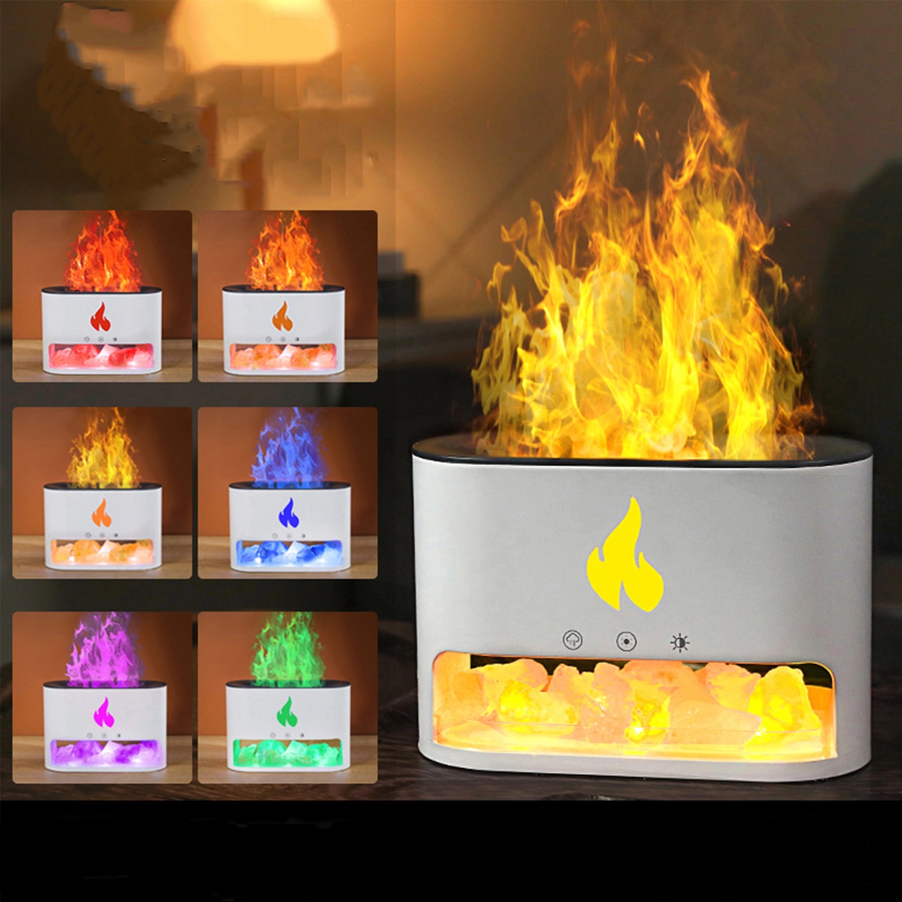 Office Home Essential Oil Rock Light Craft Flame Humidifier 3