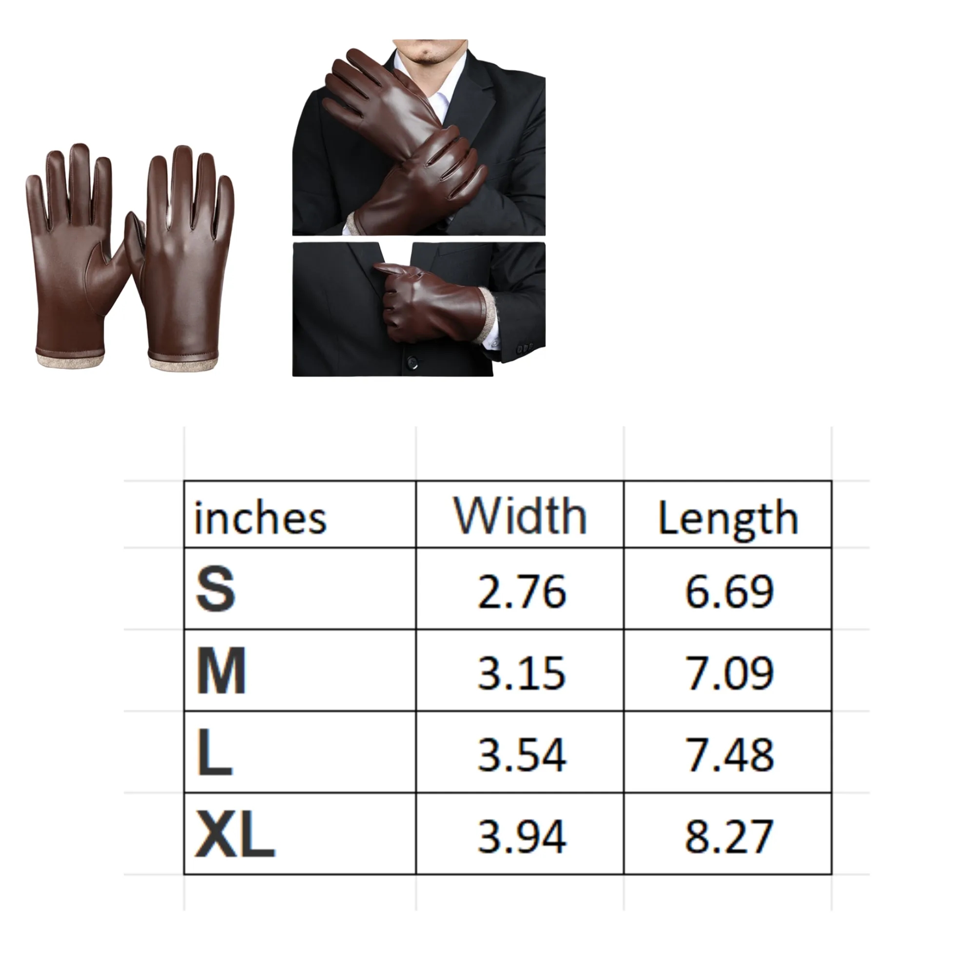 Fashionable Functional Winter PU Leather Gloves Wool Lining 1
