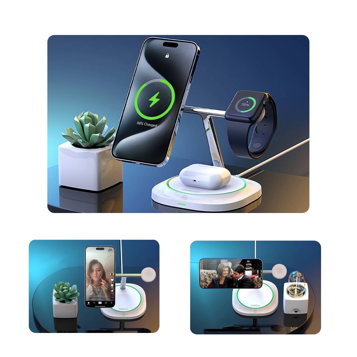 3-in-1 15W magnetic wireless charging stand charger 3