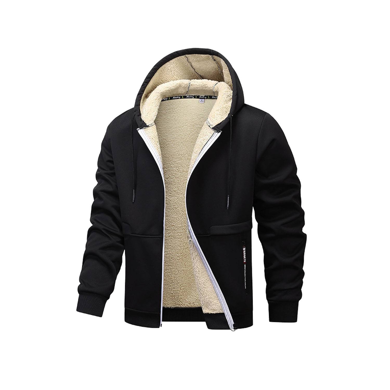 Men Windproof Fleece Lined Heavyweight Hooded Jacket 10